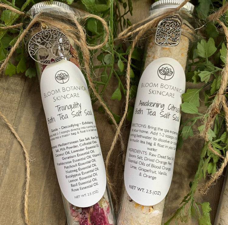 Bath Salts Gift Set of 4 | Dead Sea Salts | Tub Tea | Herbal Flower Bath