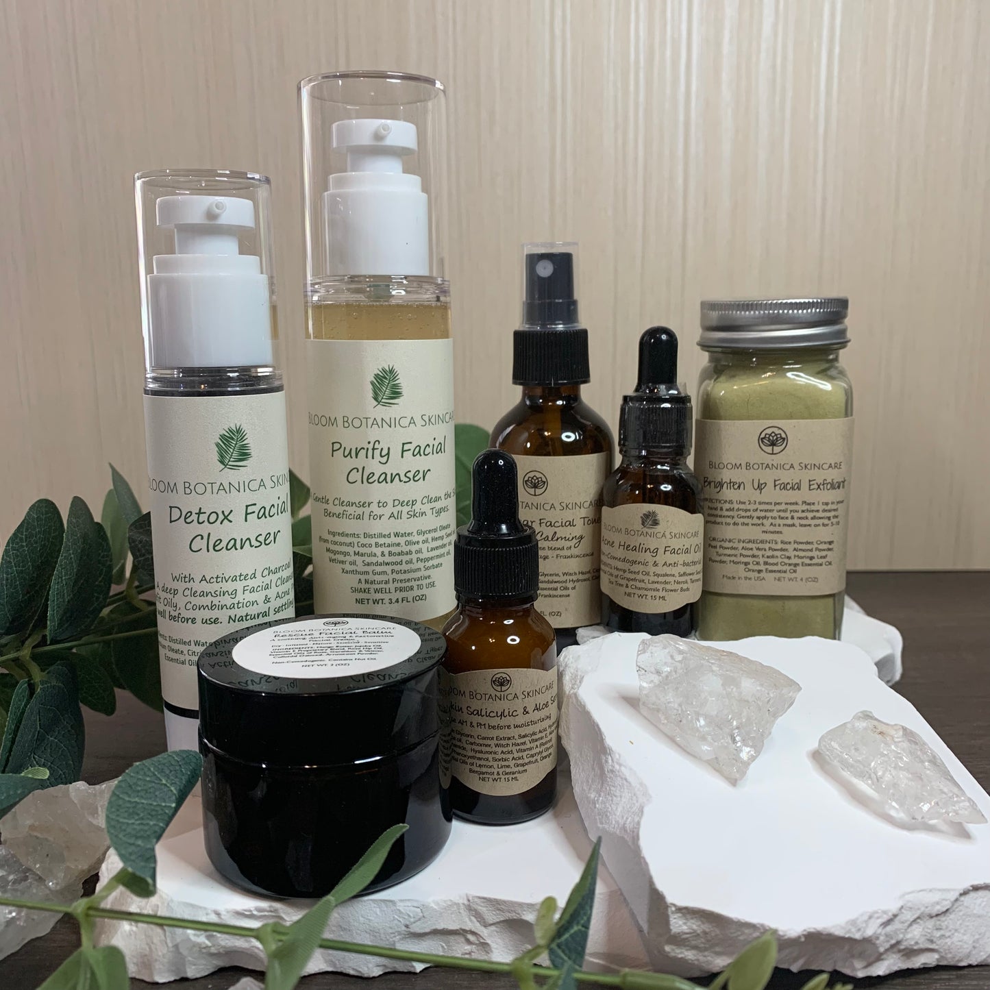 Acne Treatment Skincare Bundle| Bloom Botanica Skincare | Cleanser | Exfoliant | Toner| Serum | Facial Oil