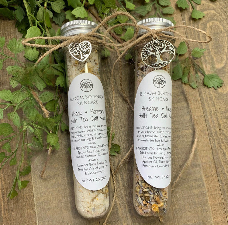 Bath Salts Gift Set of 4 | Dead Sea Salts | Tub Tea | Herbal Flower Bath