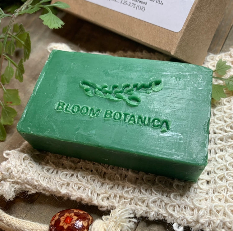 Neem Basil Rose Palmarosa & Cedarwood Soap | All Natural | Comes With Free Ramie Soap Bag