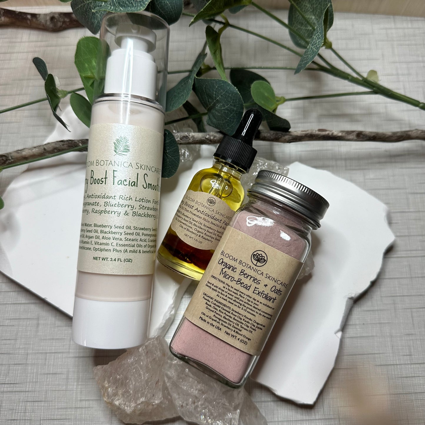 Berry Boost Facial Skincare Bundle | Exfoliate | Moisturize | Luxurious Skincare Products