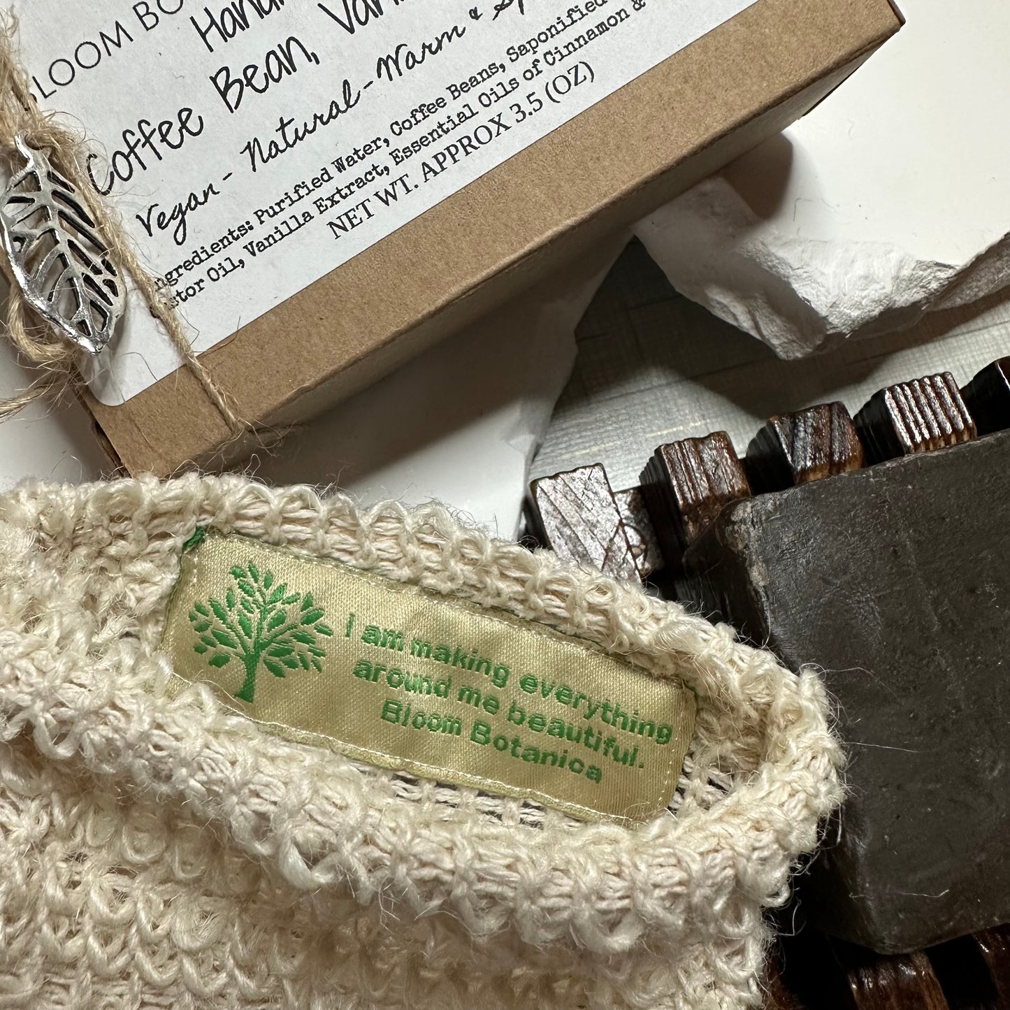 Soap Dark Coffee Bean, Vanilla & Cinnamon | All Natural | Comes With Free Ramie Soap Bag