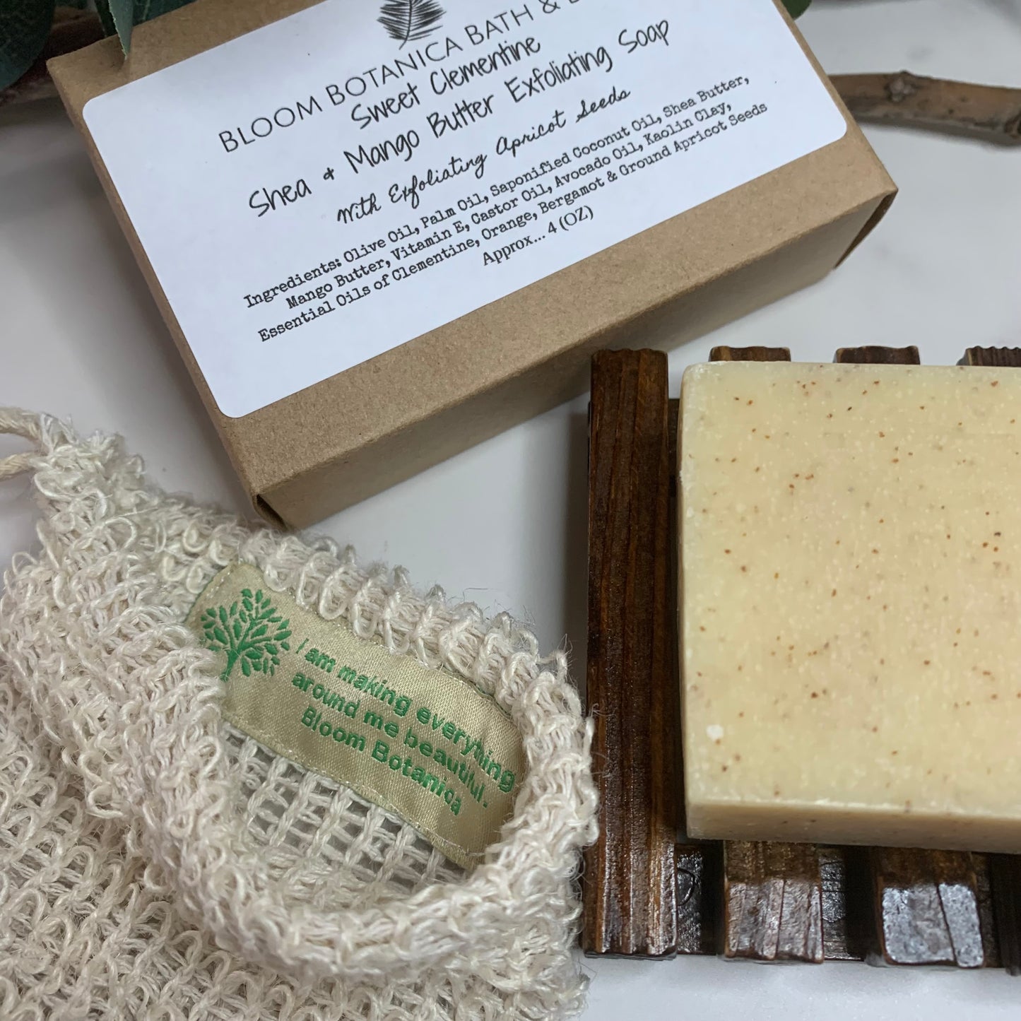 Sweet Clementine Shea & Mango Butter Soap | All Natural | Comes With Free Ramie Soap Bag