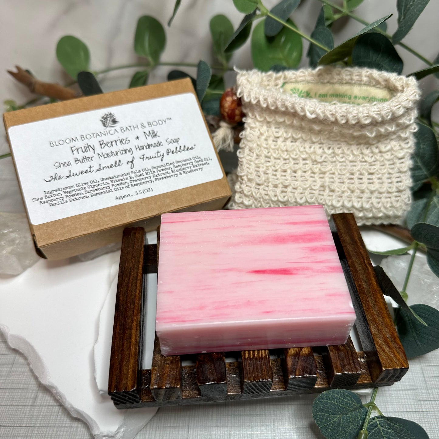 Soap Fruity Berries and Milk with Shea Butter| Extremely Moisturizing | All Natural | Comes With Free Soap Bag