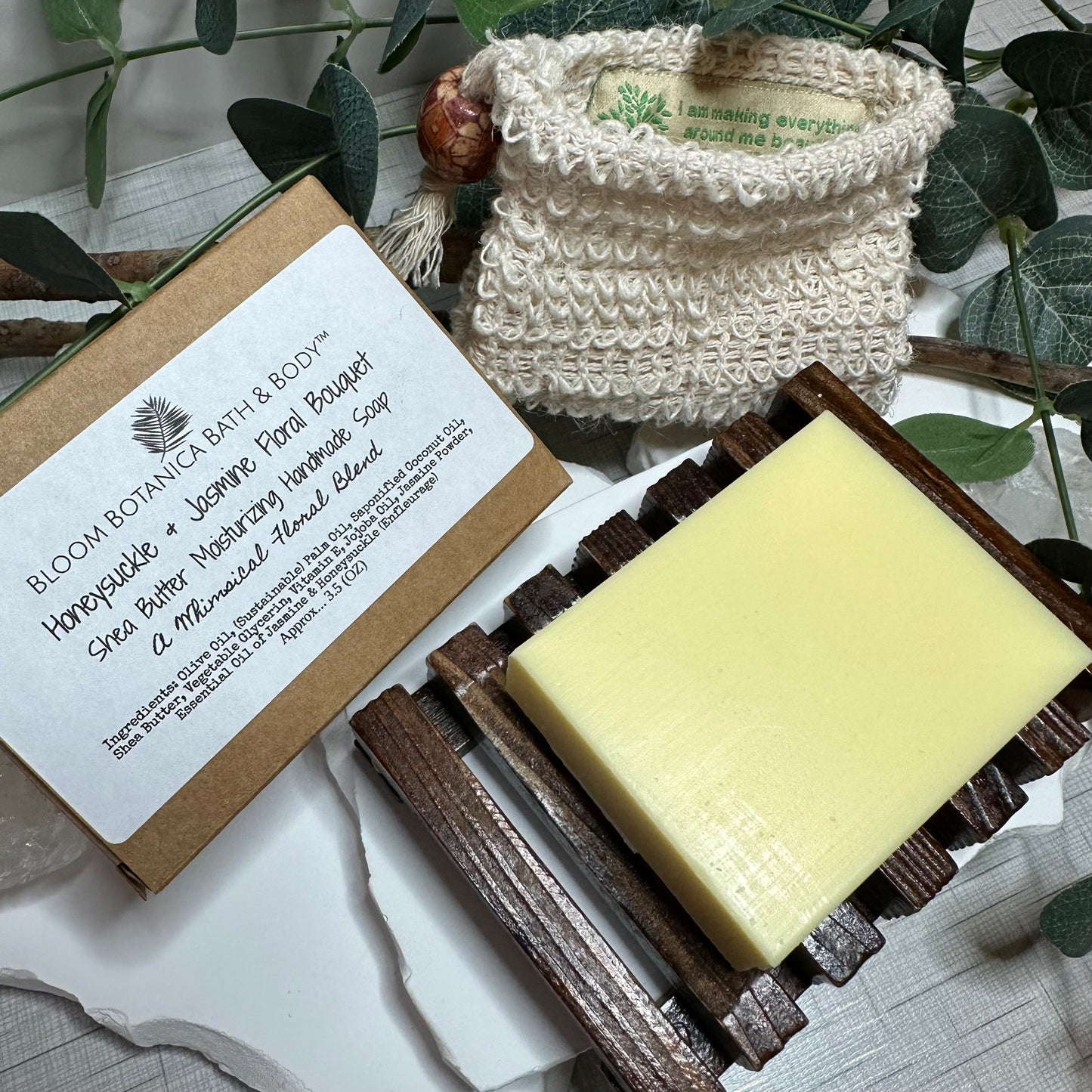 Soap Honeysuckle & Jasmine Floral Bouquet with Shea Butter| Extremely Moisturizing | All Natural | Comes With Free Soap Bag