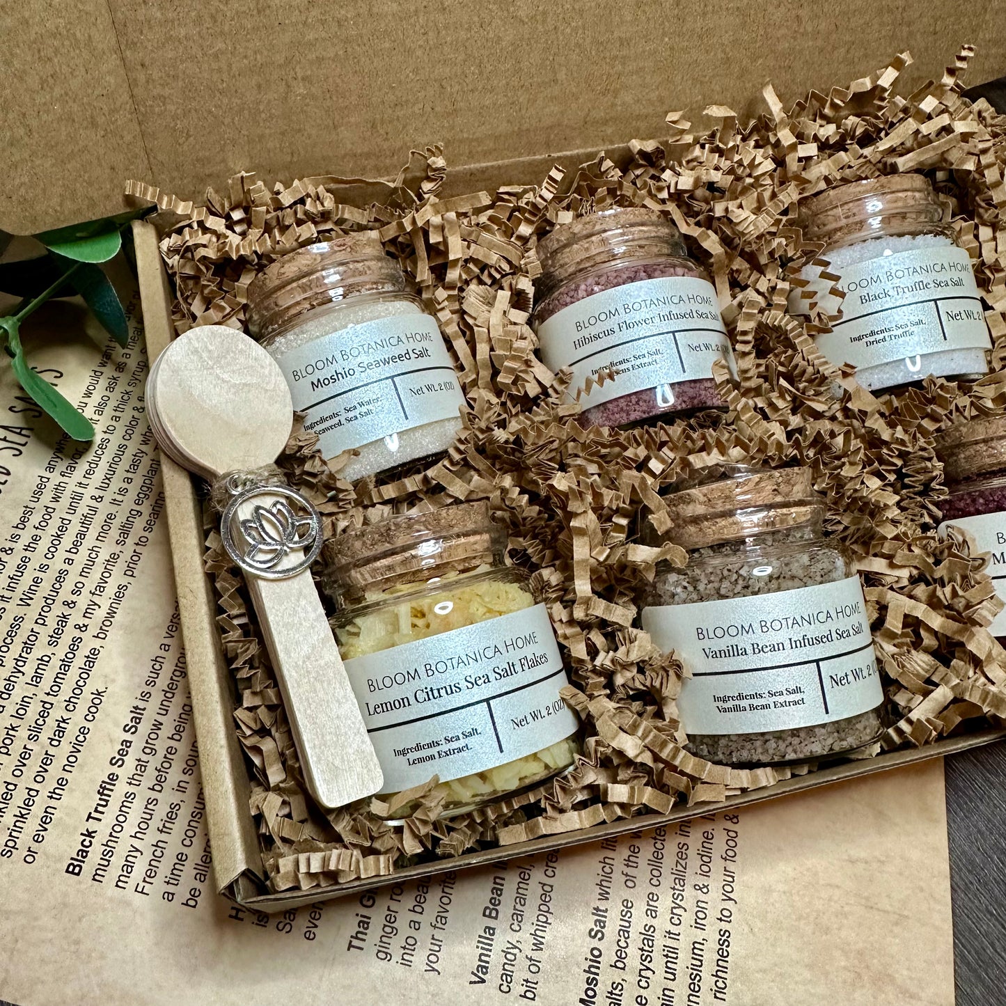 Gourmet infused Salts Gift Set of 6 | Artisanal Infused Merlot Salt | Hibiscus Salt| Black Truffle Salt | Vanilla Bean Salt | Foodie | Cooking Enthusiast