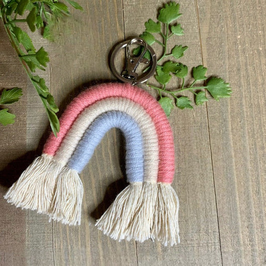 Rainbow Macrame Boho Keychain | Purse Charm | Party Favors