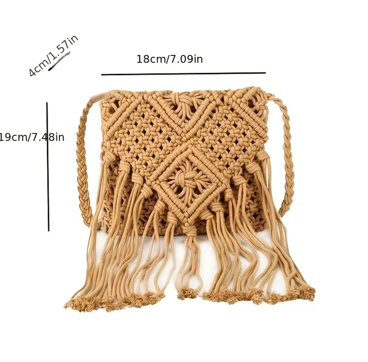 Purses | BoHo Macrame Small Crossbody Purse With Zipper | Eco-friendly Cotton