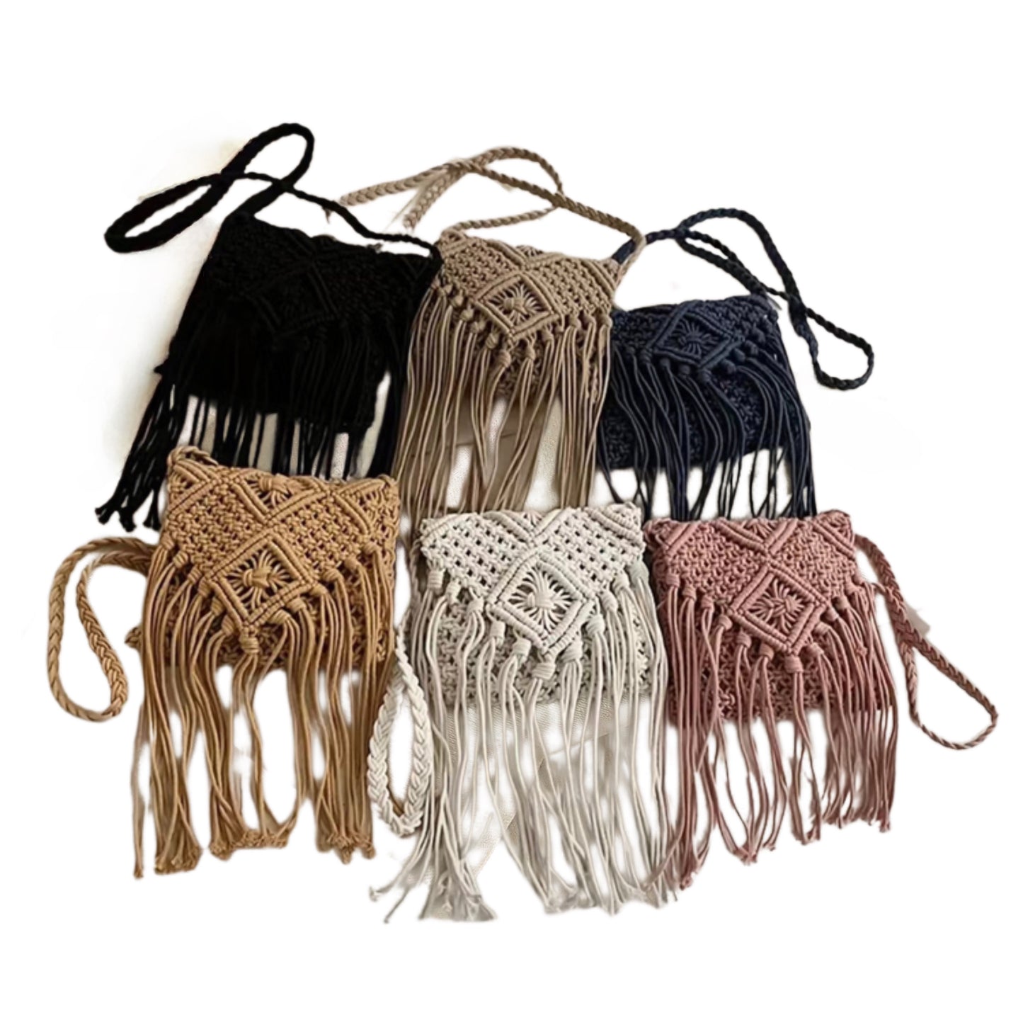 Purses | BoHo Macrame Small Crossbody Purse With Zipper | Eco-friendly Cotton