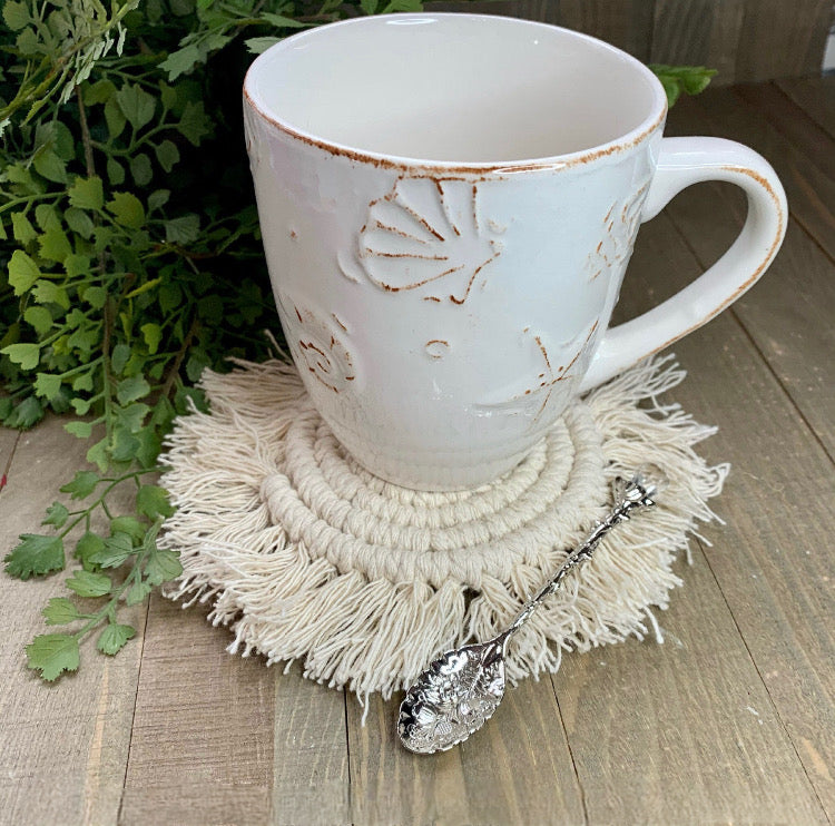 Handmade Macrame Coasters Set of 4 | Boho Inspired | 100% Organic Cotton | Housewarming Gift | Home Decor | Coffee Table Art