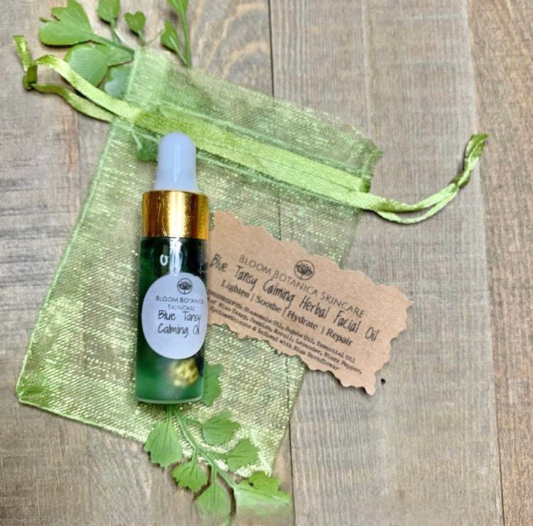 Blue Tansy Calming Herbal Facial Oil | Soothes Dry, Mature, Sensitive, Acne Prone Skin