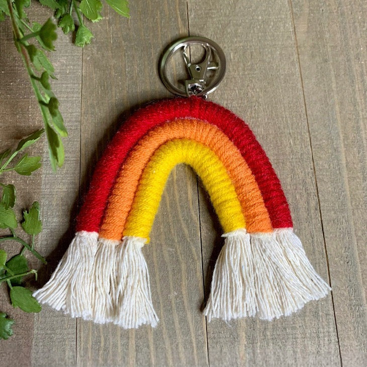 Rainbow Macrame Boho Keychain | Purse Charm | Party Favors