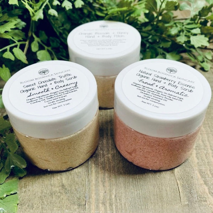 Sugar Scrubs | Bundle Gift Set of 3 | Chocolate, Orange Blossom, Strawberry | All Natural