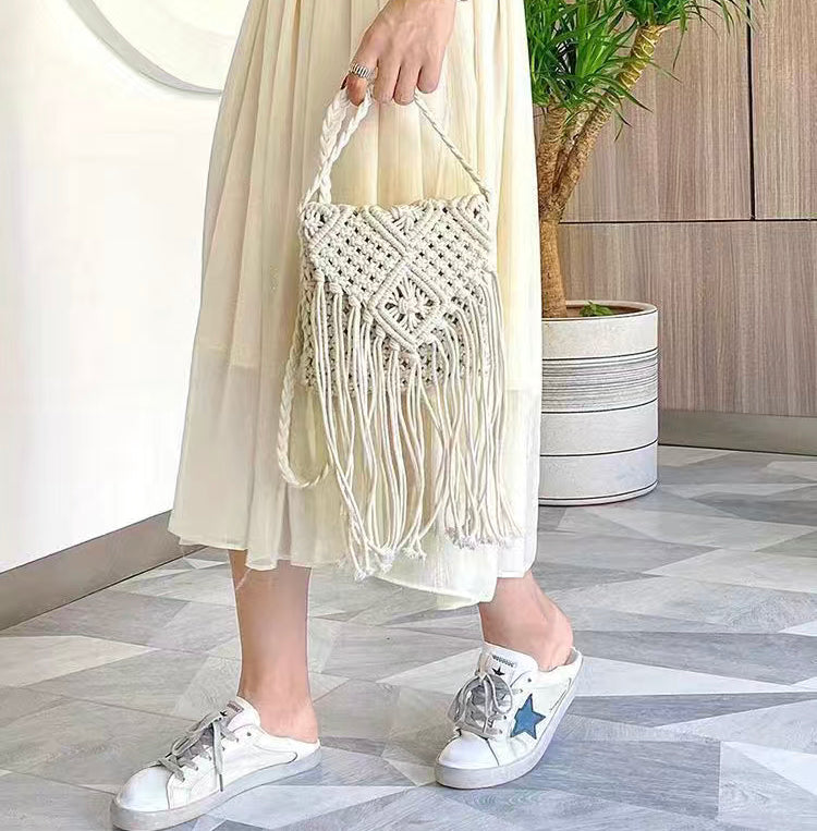 Purses | BoHo Macrame Small Crossbody Purse With Zipper | Eco-friendly Cotton