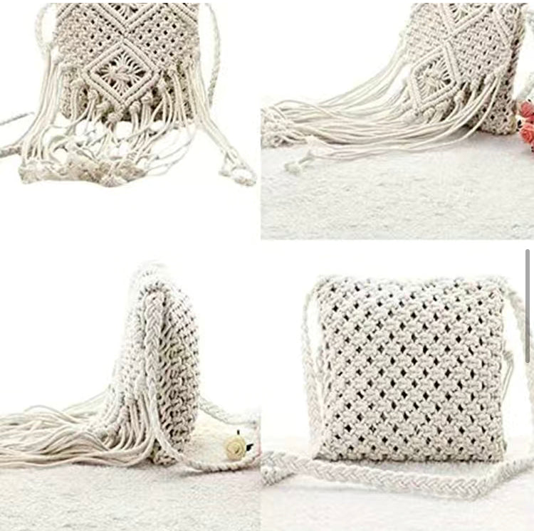 Purses | BoHo Macrame Small Crossbody Purse With Zipper | Eco-friendly Cotton