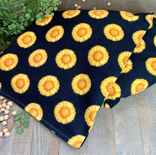 Cherry Pit Organic Heat Sack | Black with Yellow Flowers | Natural Heating Pad