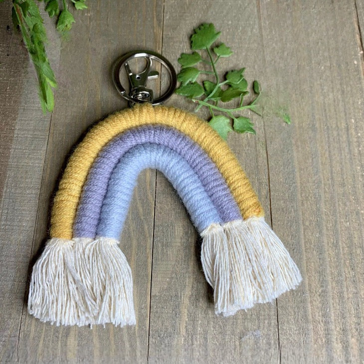 Rainbow Macrame Boho Keychain | Purse Charm | Party Favors